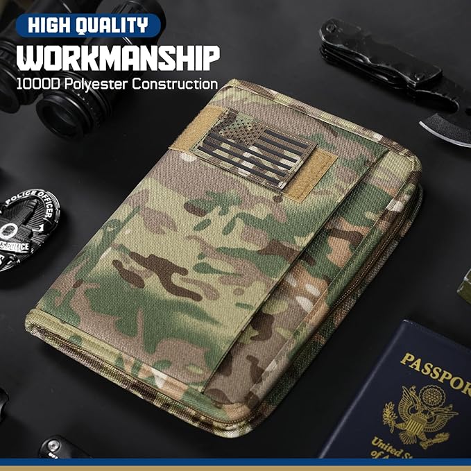 WYNEX Tactical Notebook Padfolio Ring Binder - Refillable 6-Ring A5 Binder, Zip Hardcover Notebook with 80 Pages, Water-Resistant Notebook Cover for Planners, College, Office, Field, Gift