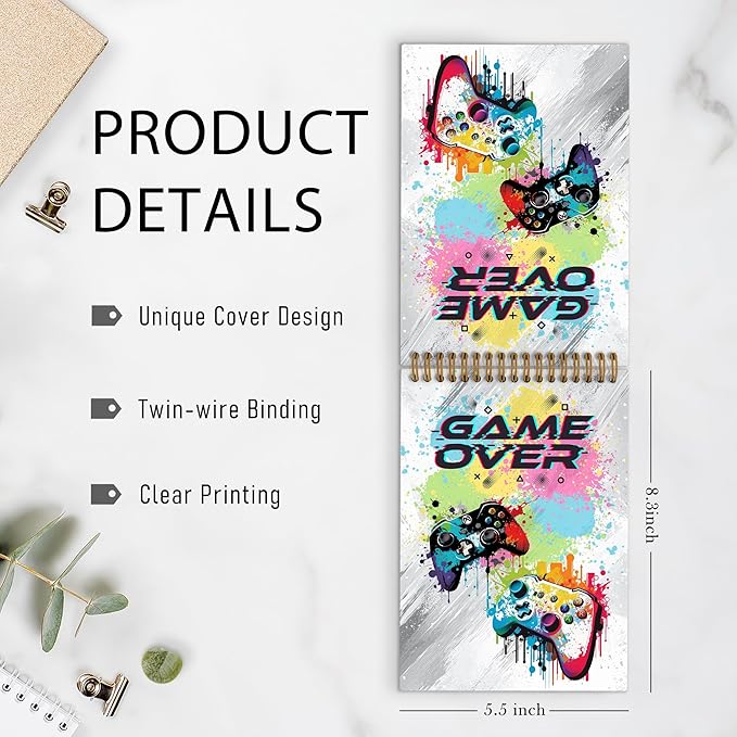Gamer over Top Spiral Notebook, Kids Gaming Notebook Journal, Gaming Gifts for Gamers Boys, Game Notebooks for School Work, Kids Gaming Office Supplies Gifts for Boys Men Colleagues, 5.5x8.3Inch