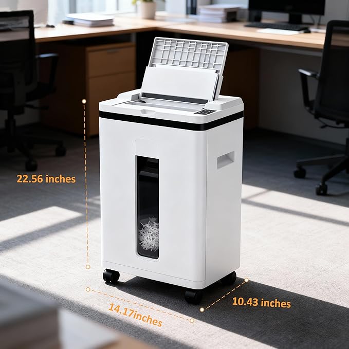 200-Sheet Auto Feed Paper Shredder, 40 Min Non-Stop Heavy Duty Shredders, P-5 Ultra Security Commercial Paper Shredder for Home Office, Micro Cut Shredder with Casters, 5.8 Gal, <60 dB(Beige)