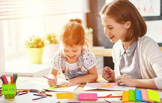 (12 Pads) Sticky Notes 3x5 in, Bright Colors Strong Adhesive Post, Suitable for School, Home, Office, Clean Removal, 50 Sheets/pad