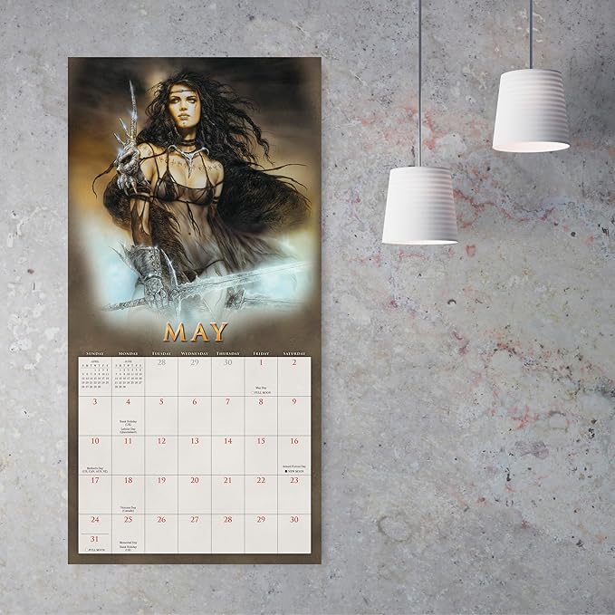 The Fantasy Art of Royo 2026 Wall Calendar, 16-Month Dark Fantasy Art & Illustration Calendar, 12" x 12", Monthly Calendar 2026 Planner with Large Grids for Office or Home, Includes 2025 Bonus Months