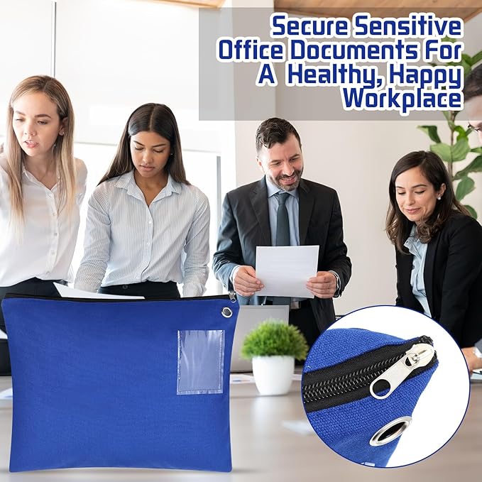 10 Pcs Interoffice Mailer Canvas Transit Sack Zipper Bag 18" x 14" Large Zipper Pouch with Grommet Interoffice Mail Bag (Blue)