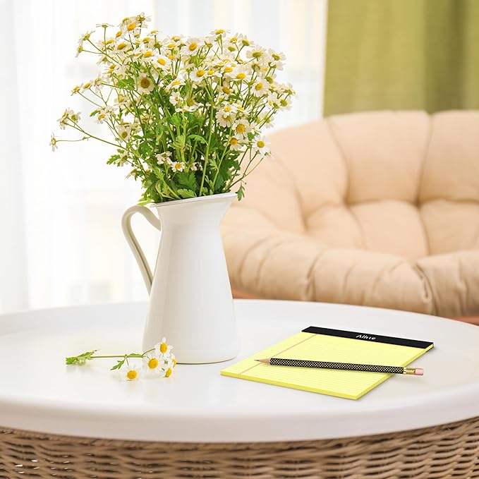 Yellow Legal Notepads 5x8, Pack of 12 - Perforated Narrow Ruled Writing Pad - Premium Thick Paper, No Ink Bleeding - Blank Legal Pads For Home, Office, School, Business - 50 Sheets Per Notebook