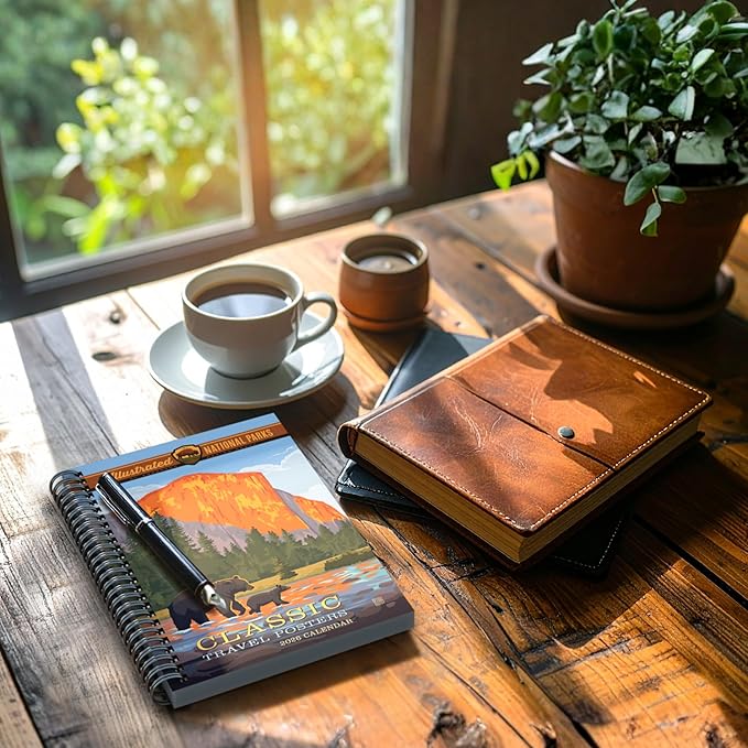 Illustrated National Parks 2026 Weekly & Monthly Planner, 16-Month Engagement Calendar with Vintage Travel Poster Art, Scenic National Park Illustrations, September 2025 – December 2026, 6" x 9"