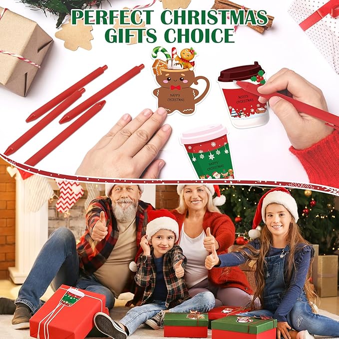 24 Sets Christmas Sticky Notes with Pens, Christmas Coffee Cup Notepads Winter Memo Pad Bulk Christmas Gifts for Coworkers Holiday Decoration Party Favors School Office Home Supplies