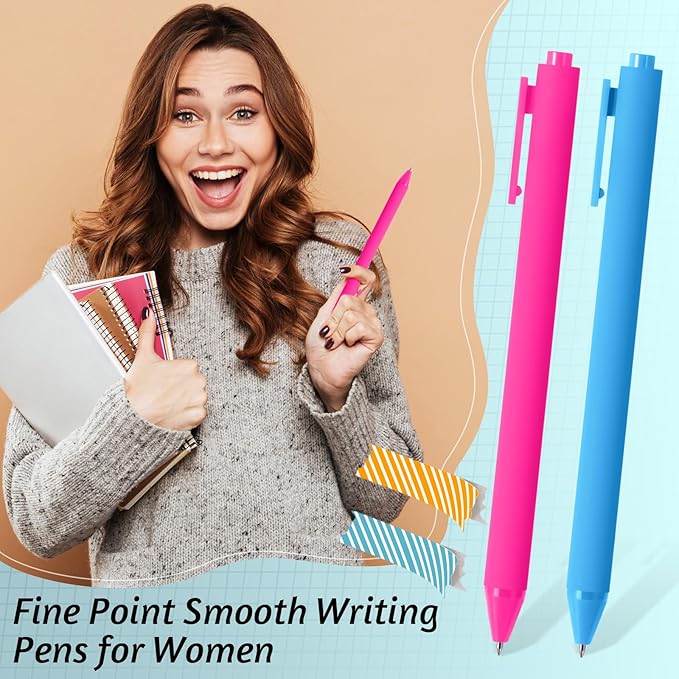 Crtiin 50 Pcs Gel Ink Pens Bulk, Black Ink 0.5mm Fine Point Retractable Pen Smooth Writing Office School Supplies for Teacher Server Operation Christmas Charity Donation Thanksgiving (Colorful)