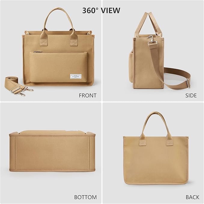 Fancy Forest Work Tote Bags for Women With Compartments, Large Canvas Crossbody Purse with Zipper for College, Travel, Bible