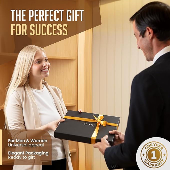 STLYIO Trifold Padfolio - Magnetic Closure. Stretchable Compartment for Tablet, Documents. Elastic Pockets for Phone, Gadgets, Passport, Travel Documents. Letter-Sized Notepad and Gift Box Included.