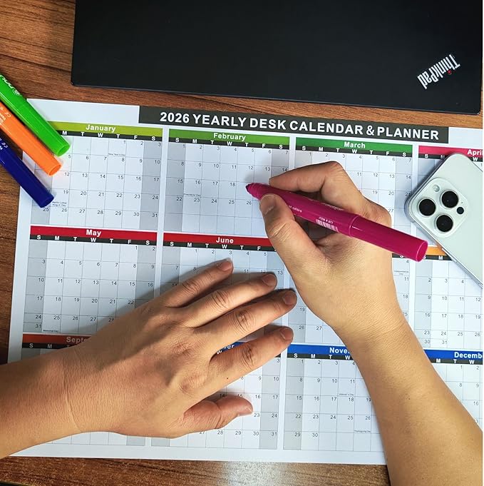 2026 Calendar - 11 x 17 Inches,Full desk and wall calendar 12 moth, 2 Sided Vertical and Horizontal Reversible, Cardstock Calendar for Office,School,Home