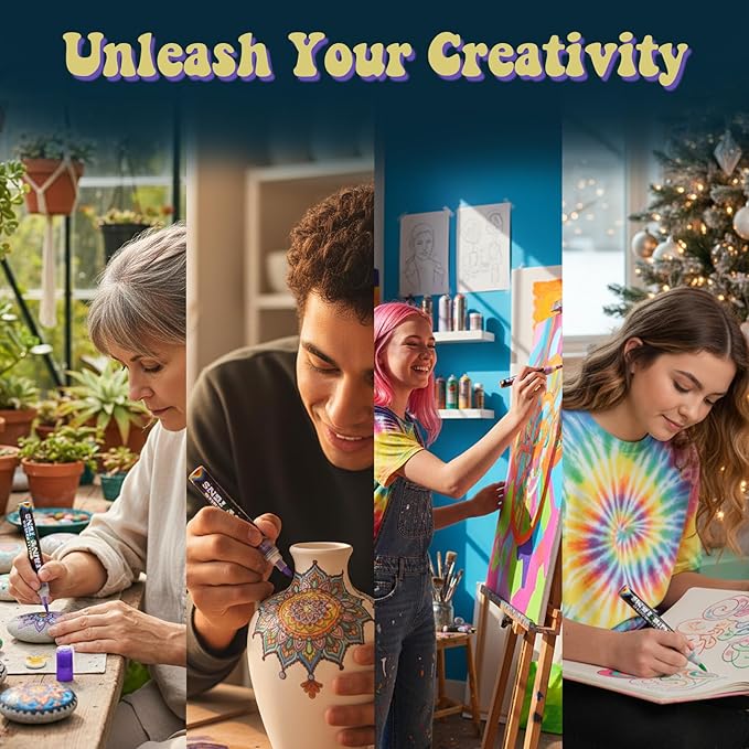 trippydraws 30 Premium Acrylic Paint Markers for Adults, Teens & Kids, Vibrant Paint Pens w/Trippy Carry Case, Smooth, Non-Toxic, Quick-Dry Colors for Scrapbooking, Drawing & Journaling Projects