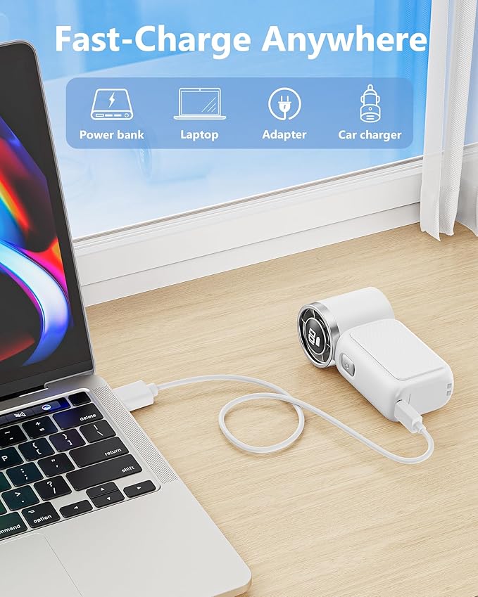 Portable Handheld Mini Fan, 6 Gear Wind, Hand Small Travel Personal Held Fans, Rechargeable Turbo Fan, Gifts for Women Men, for Camping Vacation Outdoor (white)