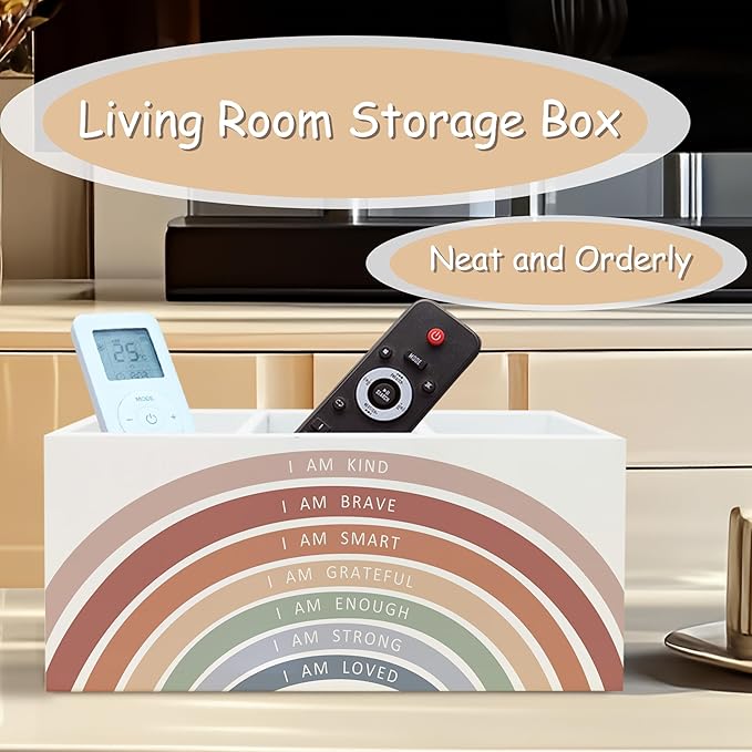 Red Boho Rainbow Positive Affirmations Pen Pencil Holder for School Classroom Office Desk, I Am Kind Brave Smart Inspirational Makeup Brush Toothbrush Holder Organizer for Bathroom Vanity