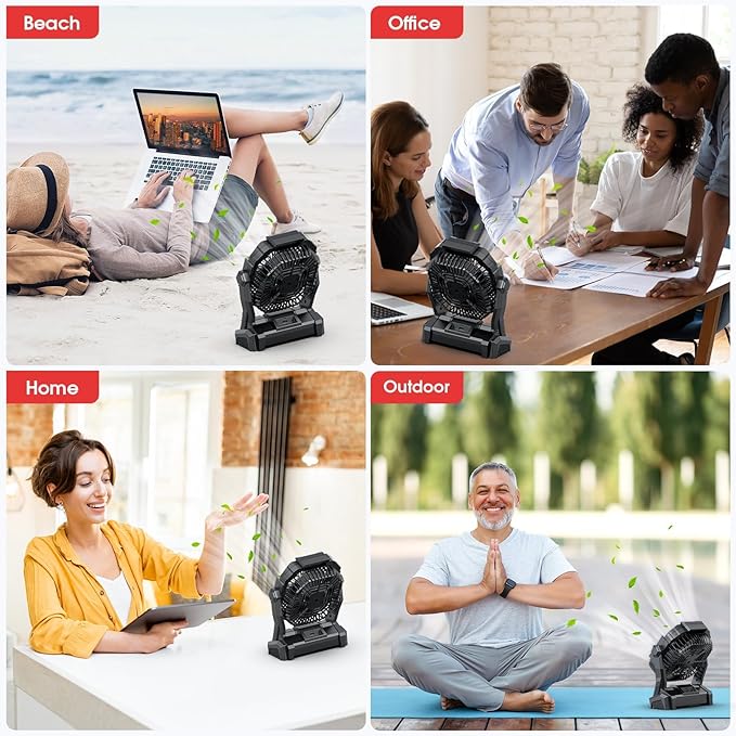 ONLYNEW Portable Fan Rechargeable, 20000mAh Cordless Battery Powered Fan with LED Lantern, USB C Battery Operated for Camping Travel Bedroom Home Tent Office Beach Desk Fishing Table