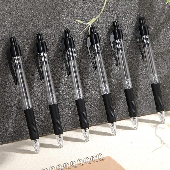 Fainne 200 Pack Retractable Ballpoint Pen 1.0 mm Medium Point Refillable Smooth Click Writing Pens With Grip for Work Journal Writing Office School Supplies(Black Ink)