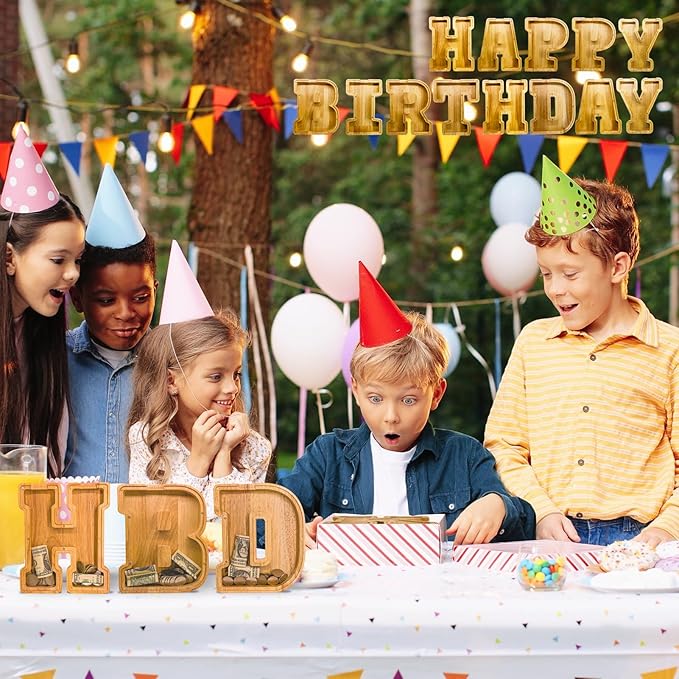 Wooden Letter Piggy Bank for Kids Larger Alphabet Letter Bank for Boys Initial Coin Bank Personalized Piggy Bank Wood Money Save Box for Birthday and Festival-Upgrade 9"" O Piggy Bank