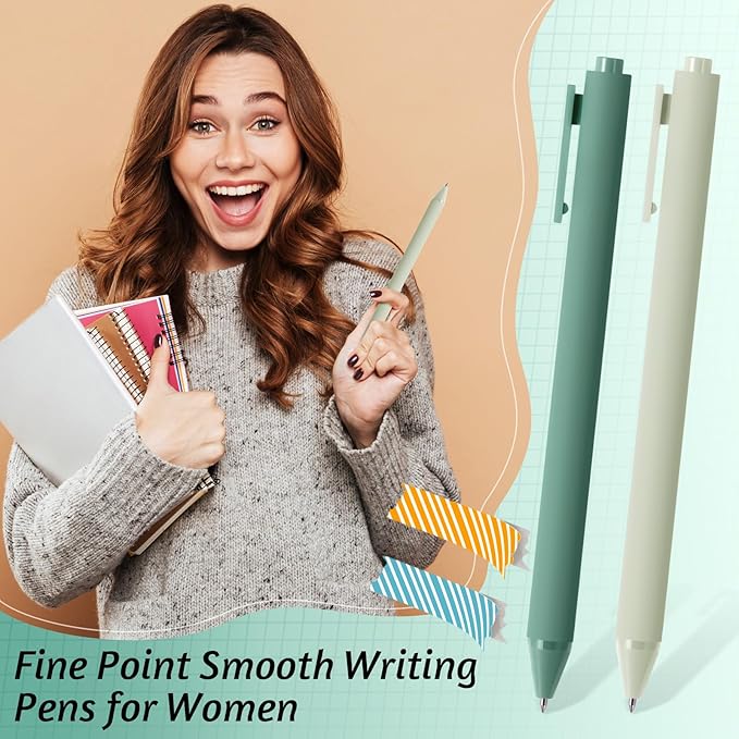 Crtiin 50 Pcs Gel Ink Pens Bulk, Black Ink 0.5mm Fine Point Retractable Pen Smooth Writing Office School Supplies for Teacher Server Operation Christmas Charity Donation Thanksgiving (Green Series)