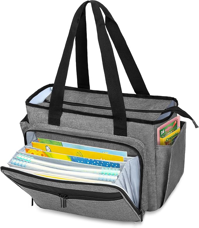 Trunab Teacher Tote Bag for Women, Nurse Utility Tote with Expanding File Folder Pocket, Office Laptop Briefcase for Work