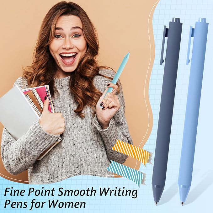 Crtiin 100 Pcs Gel Ink Pens Bulk, Black Ink 0.5mm Fine Point Retractable Pen Smooth Writing Office School Supplies for Teacher Server Operation Christmas Charity Donation Thanksgiving (Blue Series)