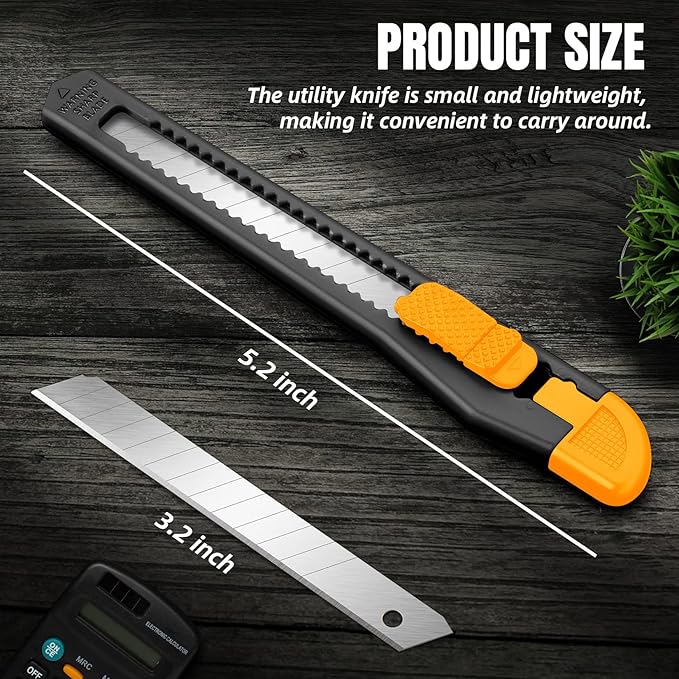 4 Pack Box Cutter Retractable, Utility Knife 9MM Wide Snap-Off Blades, Exacto Knife for Cutting Box, Wrapping, Cardboard, Extended Razor Knife, Box Opener Perfect for Office, Home, School