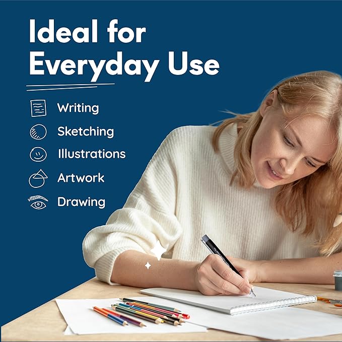 MozArt Supplies 2 Eraser Pen with 10 Jumbo Eraser Pen Refills Set, Easy to Use for Mechanical Pencil - For Sketch, Architecture, Drafting, Art, Drawing Supplies