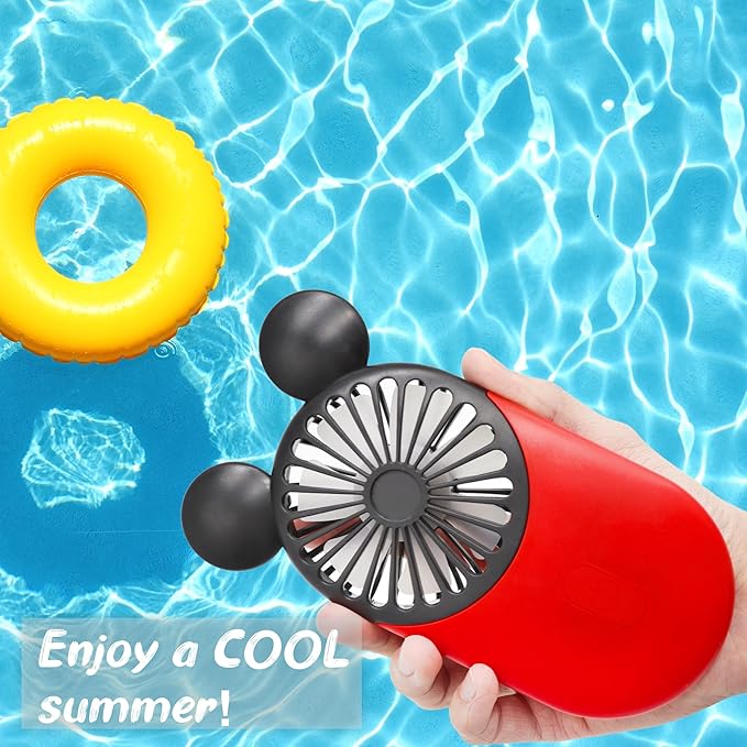 Cute Handheld Mini USB Fan, Rechargeable Portable Fan, 3 Adjustable Speeds and Wearable Accessories, Pocket Size for Indoor Or Outdoor Activities (Yellow)
