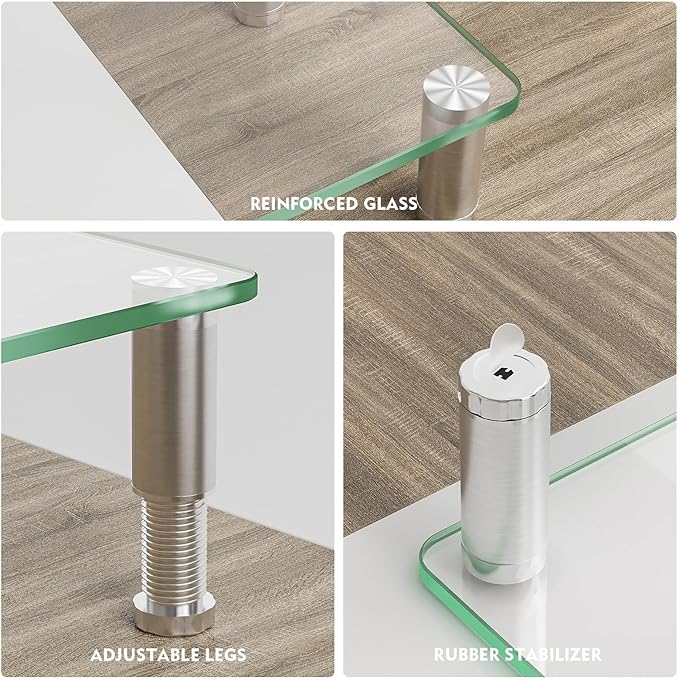 Hemudu 2 Pack Computer Monitor Riser with Height Adjustable Multi Media Desktop Stand for Flat Screen LCD LED TV, Laptop/Notebook/Xbox One