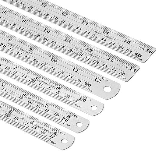 Mr. Pen Stainless Steel Ruler Set, 6-16", "Metric Metal Ruler, Long and Small Sizes, Straight Edge