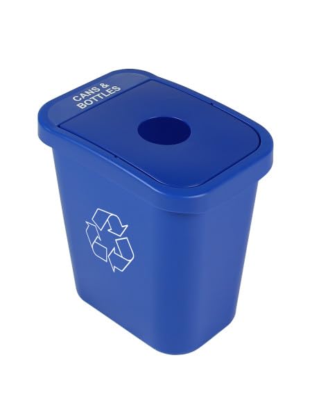 City Box 7 Gallon Cans and Bottles Recycling Bin with Lid for Residential, Business, and Commercial Recycling - NYC Compliant - Blue