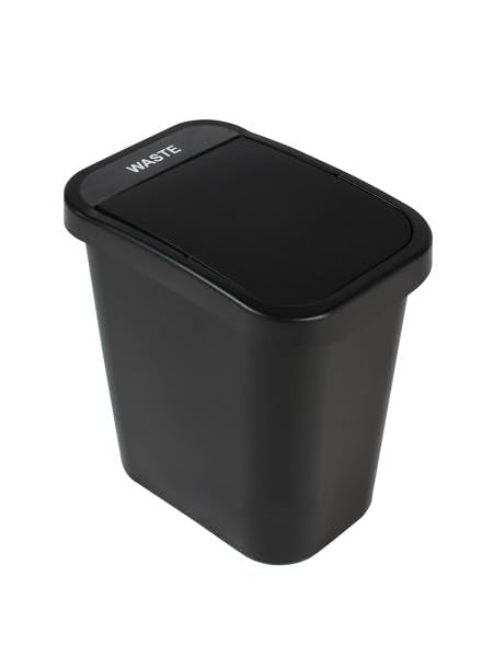 City Box 7 Gallon Waste Bin Trash Can with Lid for Residential, Offices, and Commercial Recycling - NYC Compliant - Black
