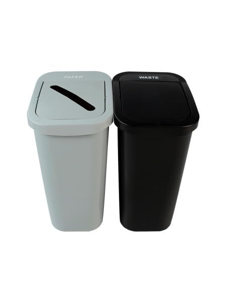 City Box 10 Gallon Double Bin Trash Can Recycle Bin with Lid for Residential, Business, and Commercial Recycling - NYC Compliant (Double Kit Paper Waste)