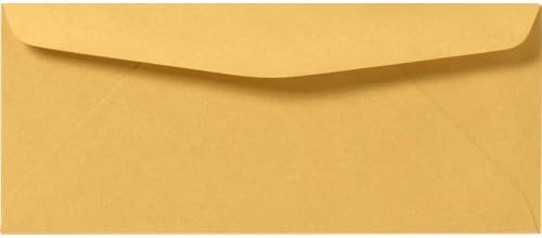 #10 Brown Kraft Regular Envelopes - 4 1/8" x 9 1/2", Thick and Sturdy 24lb Stock, Gummed Closure, 50 per Pack - Great for Mailing Letters Business Documents Invitations Invoices Checks and Statements