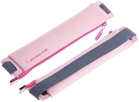 LuFOX 2-Pack PU Leather Pen Pencil Pocket Case Sleeve Holder Pouch with Elastic Band for Book Notebook Bible (Pink and Blue)