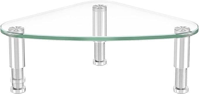 Hemudu Clear Glass Computer Monitor Riser/Triangle Desktop Universal Corner Stand for Computer Monitor & Laptop HD01T-003