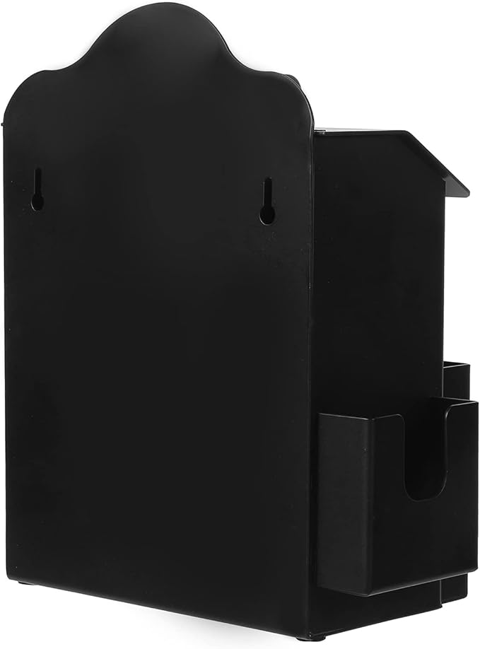 MyGift Suggestion Box with Slot and Lock, Donation Box for Fundraising, Complaint Case with Paper Sheet and Pen Holder Slots,Wall Mounted or Tabletop, Black Metal