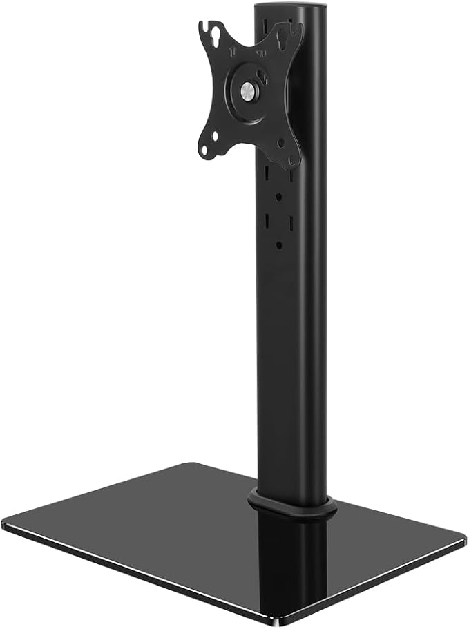 KKTONER Single Computer Monitor Stand Free Standing Desk Vesa Mount for 13 inch to 32 inch Screen Height Adjustable Monitor Mount Swivel Vesa 75*75mm/100*100mm Hold up 77Lbs