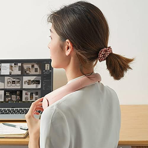 JISULIFE Neck Fan Portable, Personal Wearable Fan with Battery Rechargeable, Bladeless Travel Cooling Design with Powerful Wind, 3 Speeds, Quiet, Gifts for Men/Women/Friends - Pink