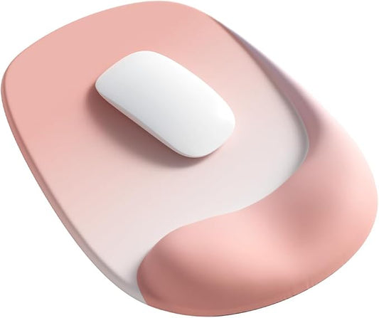 ErgoEase Ergonomic Mouse Pad with Gel Wrist Support - Premium Lycra Fabric, Non-Slip, Ideal for Laptop & Desktop, Office & Gaming，Desk Accessories (01Coral Pink)