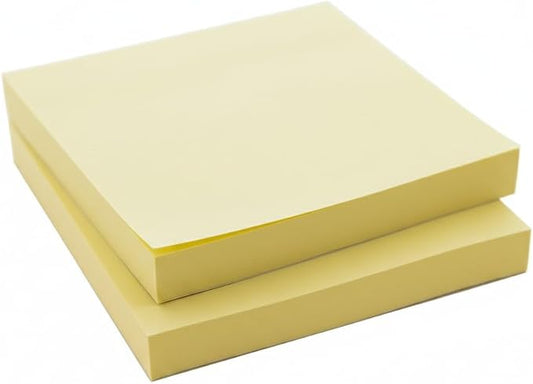 BAZIC Products Sticky Notes 3x3 Yellow Colors Post Stickies Self Stick Note, Colorful Adhesive Memo Pads, Recyclable (100 Sheets/Pack), 2-Packs