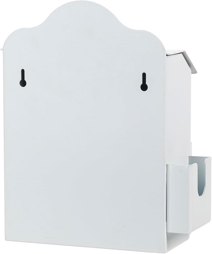 MyGift Suggestion Box with Cursive Suggestions Lettering, Wall Mounted or Tabletop Ballot Comment Box with Lock, Keys, Paper Sheet and Pen Holder Slots, White Metal