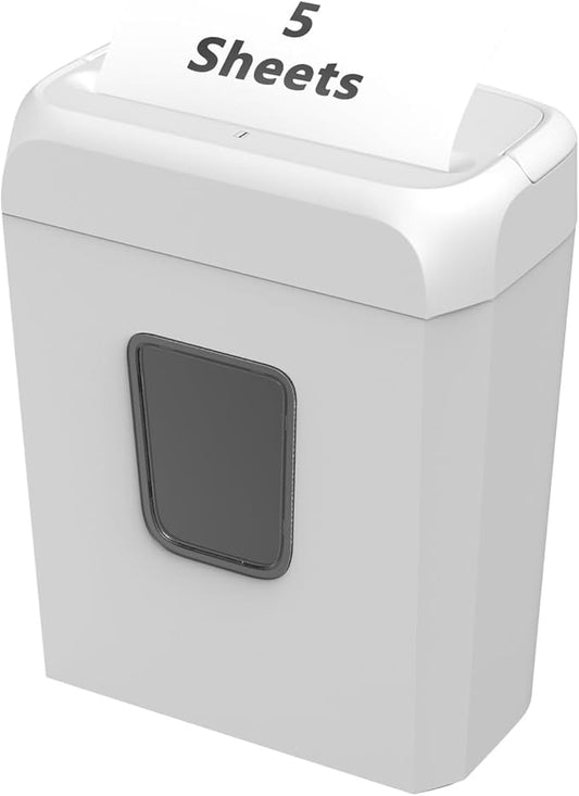 Bonsaii 5-Sheet Cross Cut Paper & Credit Card Shredder, Handles Staples/Paper Clips, 3.4Gal Pullout Bin, Compact for Home Office, White