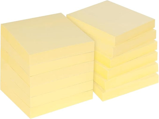 (24 Pads) Sticky Notes 3 x 3in,2400 pcs Yellow Self-Stick Notes,100 Sheets/Pad Bright Colors Post Pads,Super Sticky Pads Easy to Post Recyclable for Office,Shool,Home,Notebook,Meeting,Clean Removal