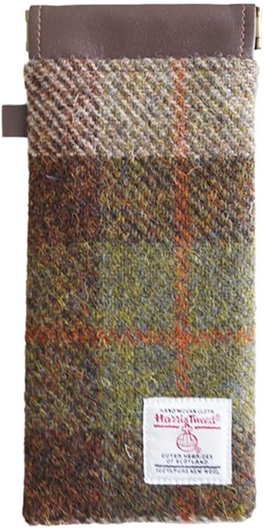 Harris Tweed Squeeze Leather Sunglasses Pouch Spring Storage Glasses Pouch Holder