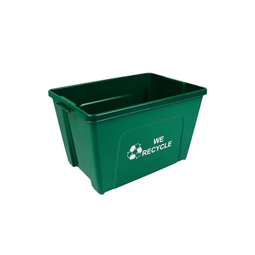 Curbside 18 Gallon Green Recycling Bin with Carrying Handles for Homes or Businesses | Easily Recognizable from The Curb | High-Capacity, Stackable - Single Unit - Green