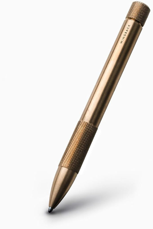 Mechanical Pen | Luxury Precision Pen with Fisher Space Ink Cartridge, Heavyweight Metal Writing Pen, Made in England (Brass)