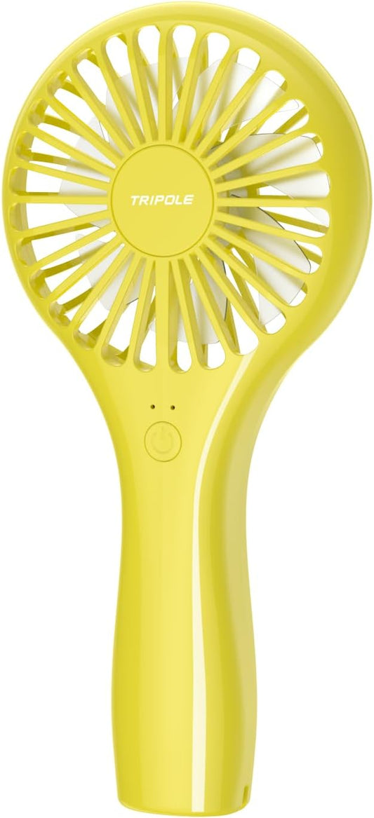 TriPole Mini Handheld Fan Battery Operated Small Personal Portable Fans Speed Adjustable USB Rechargeable Fan for Kids Girls Women Men Home Office Indoor Outdoor Travelling, Yellow
