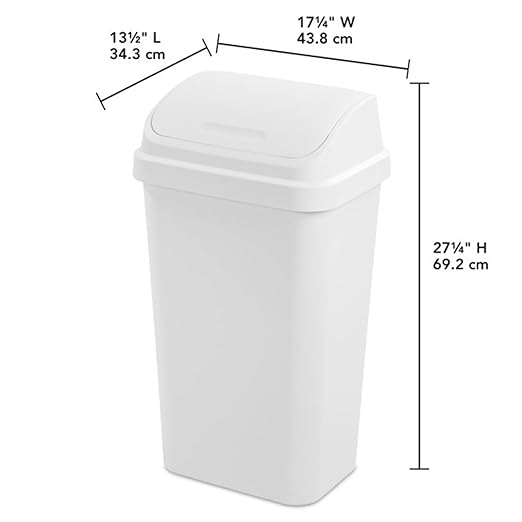 Sterilite 12-Pack Swing Top Wastebasket, Sleek Square Profile Trash Can, 13 Gallon, White - Modern Garbage Bin for Kitchen, Bathroom, Garage and Workspace, Fits 13 Gal Liners
