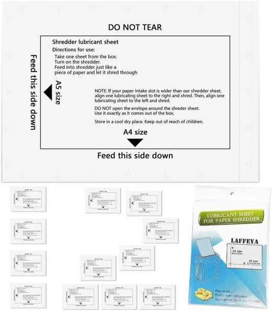 laffeya Paper Shredder Sharpening & Lubricant Sheets & Shredder Cleaning Sheets (12 Pack)