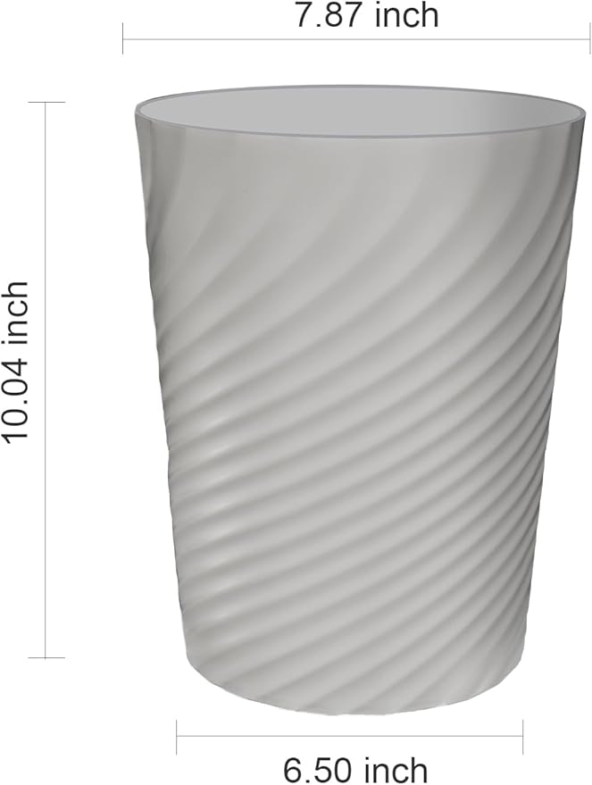 DAJITRE 1.8 Gallon Small Trash Can Wastebasket Recycling Bin Slim Profile for Compact Spaces Bathroom, Office, Bedroom, Kitchen (1.8 Gallon, Grey)