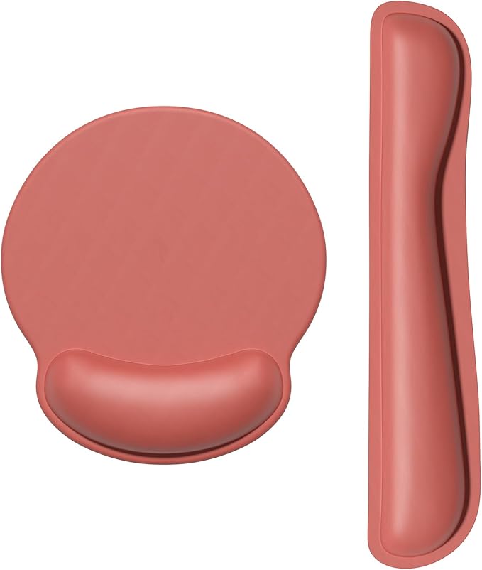 Dapesuom Keyboard Wrist Rest and Mouse Pad with Wrist Support, Memory Foam Cushion for Keyboard and Mouse Set, Ergonomic Desktop Pad Rests with Non Slip Base for Easy Typing & Pain Relief, Indian Red