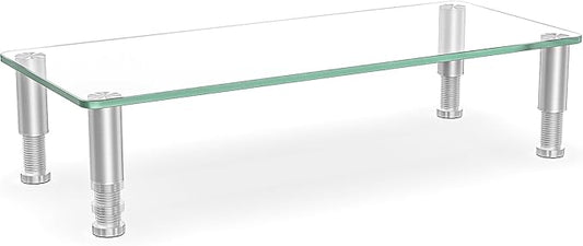 Hemudu Clear Computer Monitor Riser with Height Adjustable Multi Media Desktop Stand for Flat Screen LCD LED TV, Laptop/Notebook/Xbox One,HD01T-001